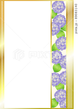 水彩タッチで描いた紫陽花の和風装飾素材のイラスト素材 0140