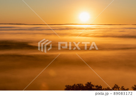 釧路湿原　朝日が雲海を照らす 89083172