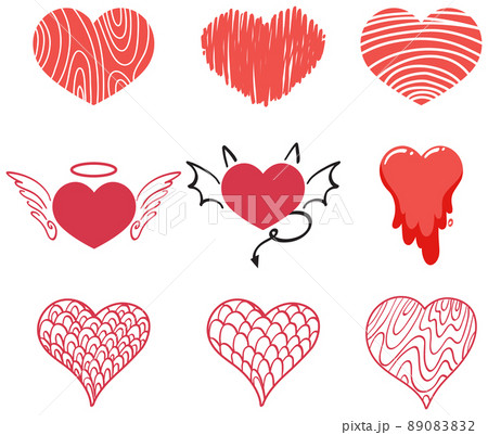 Different style of hearts isolated on white background 89083832