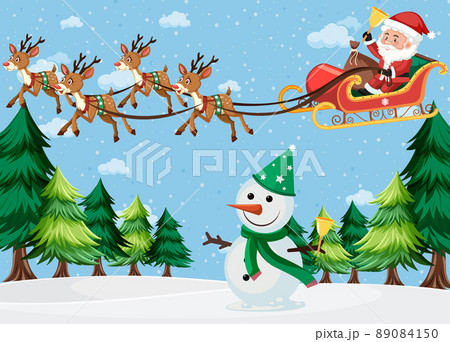 Christmas theme with Santa riding sleigh 89084150