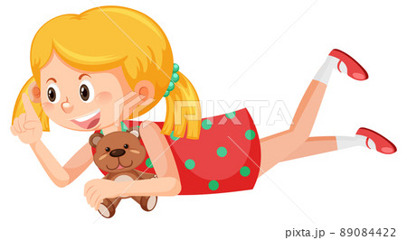 Happy girl holding teddy bear 89084422