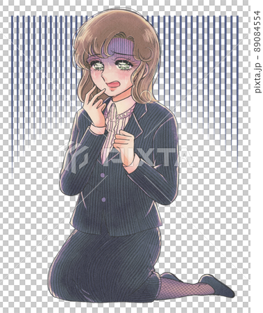 1970s Shojo manga, pale office worker, anxious woman 1970s Shojo manga, pale office worker, anxious woman 89084554