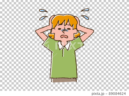 頭を抱えている介護士 コミカルな手書きの人物 ベクター、線画にカラー 頭を抱えている介護士 コミカルな手書きの人物 ベクター、線画にカラー 89084624