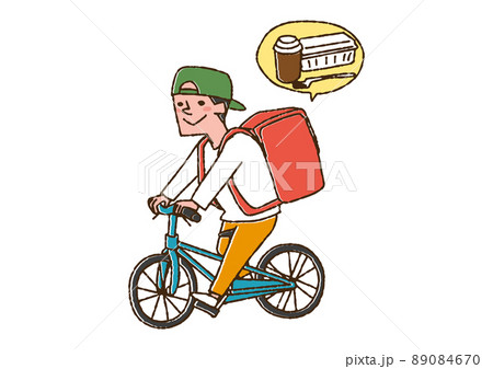 自転車で料理の宅配サービスを配達する男性 コミカルな手書きの人物 ベクター、線画にカラー 自転車で料理の宅配サービスを配達する男性 コミカルな手書きの人物 ベクター、線画にカラー 89084670