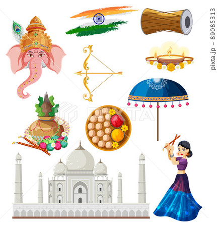 Set of Indian culture objects and symbols 89085313