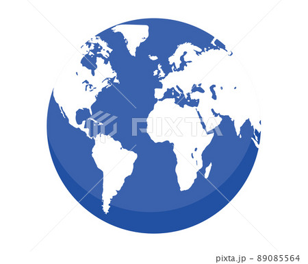 シンプルな西洋アメリカ、ヨーロッパ中心の地球のイラスト　2色イラスト　白背景 89085564