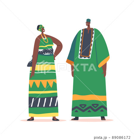 African Man and Woman Wear Tribal Clothes