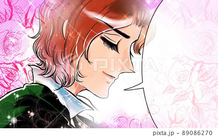 70年代少女漫画お姫様にプロポーズするイケメン王子のイラストと薔薇背景 70年代少女漫画お姫様にプロポーズするイケメン王子のイラストと薔薇背景 89086270