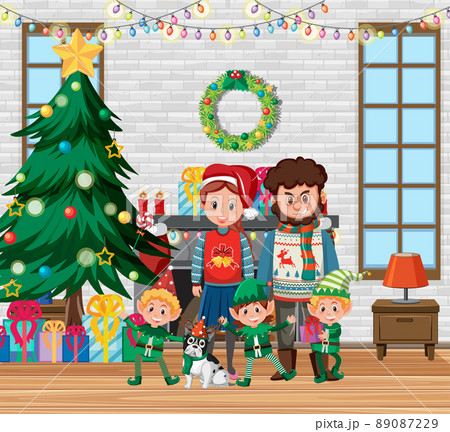 Family on christmas day at home 89087229