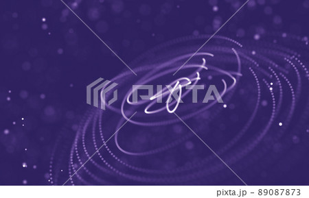 Data technology abstract futuristic illustration . Low poly shape with connecting dots and lines on dark background. 3D rendering . Big data visualization . 89087873