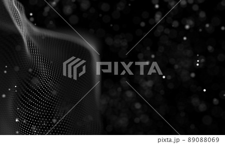 Data technology abstract futuristic illustration . Low poly shape with connecting dots and lines on dark background. 3D rendering . Big data visualization . Data technology abstract futuristic illustration . Low poly shape with connecting dots and lines on dark background. 3D rendering . Big data visualization . 89088069