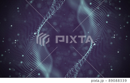 Data technology abstract futuristic illustration . Low poly shape with connecting dots and lines on dark background. 3D rendering . Big data visualization . 89088339