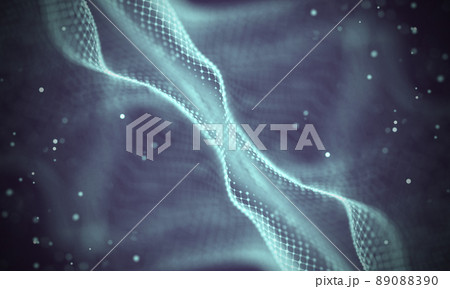 Data technology abstract futuristic illustration . Low poly shape with connecting dots and lines on dark background. 3D rendering . Big data visualization . Data technology abstract futuristic illustration . Low poly shape with connecting dots and lines on dark background. 3D rendering . Big data visualization . 89088390