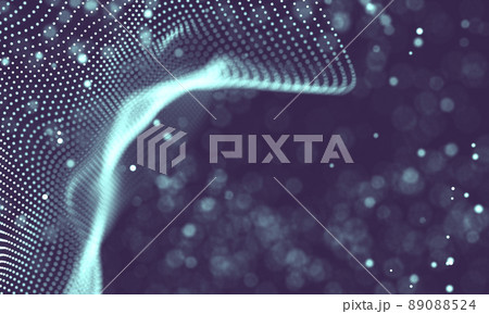 Data technology abstract futuristic illustration . Low poly shape with connecting dots and lines on dark background. 3D rendering . Big data visualization . 89088524