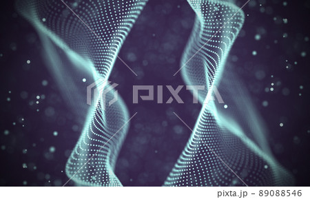 Data technology abstract futuristic illustration . Low poly shape with connecting dots and lines on dark background. 3D rendering . Big data visualization . 89088546