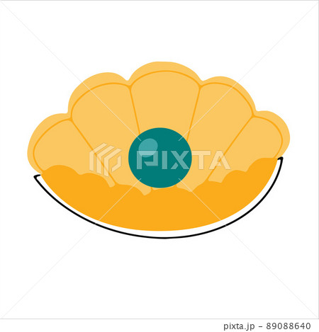 Open shell with pearl hand drawn in doodle style. Vector illustration 89088640