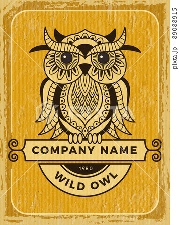 Owl poster. Tribal stylized placard with wisdom bird boho animal with place for text recent vector template 89088915