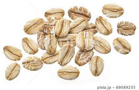 Mix of oat and rye flakes isolated on white, top view 89089235