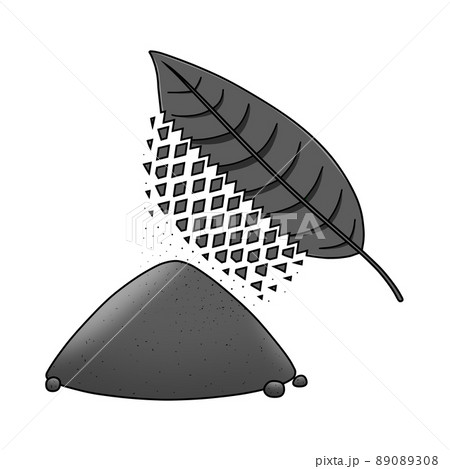 粉砕される黒色の葉と黒色の粉末 89089308