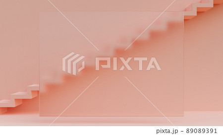 A creative 3D background with a staircase in the background to place your information on the translucent frosted glass panel on the left. 3d illustration A creative 3D background with a staircase in the background to place your information on the translucent frosted glass panel on the left. 3d illustration 89089391