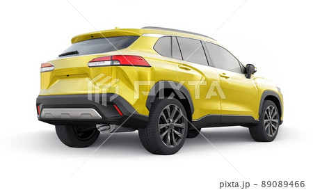 Compact SUV with a hybrid engine and four-wheel drive for the city and suburban areas on a white isolated background. 3d illustration. 89089466
