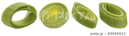 Sliced leek, chopped green onion isolated, full depth of field 89089922