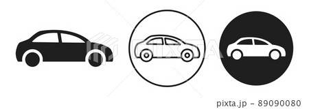 シンプルでかっこいい車のベクターイラストアイコンセット白黒のイラスト素材