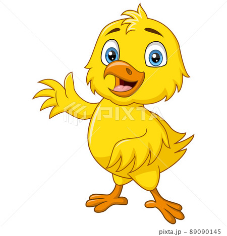 Cute baby chick cartoon waving hand Cute baby chick cartoon waving hand 89090145