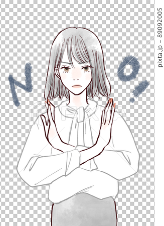 手をクロスさせてバツを作る女性 手をクロスさせてバツを作る女性 89092005