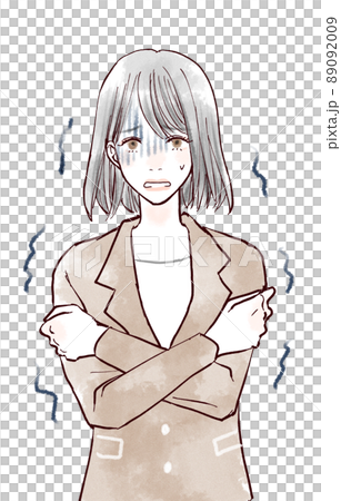 腕を抱えて震える女性 89092009