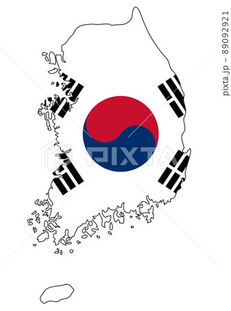 South Korea map with flag - outline of a state with a national flag 89092921