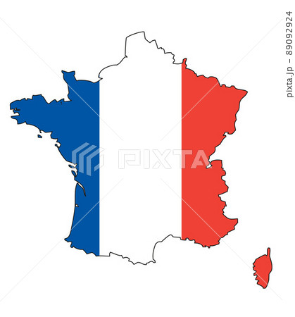 France map with flag - outline of a state with a national flag