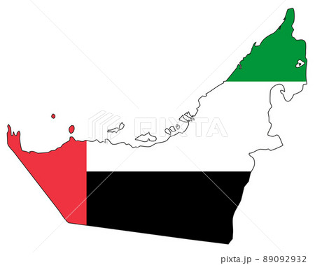 United Arab Emirates map with flag - outline of a state with a national flag