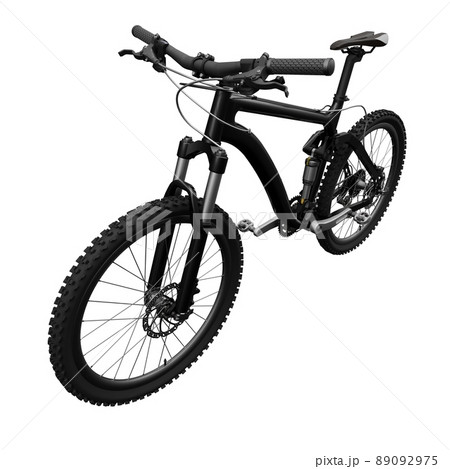 Black mountain bike on an isolated white background. 3d rendering. 89092975
