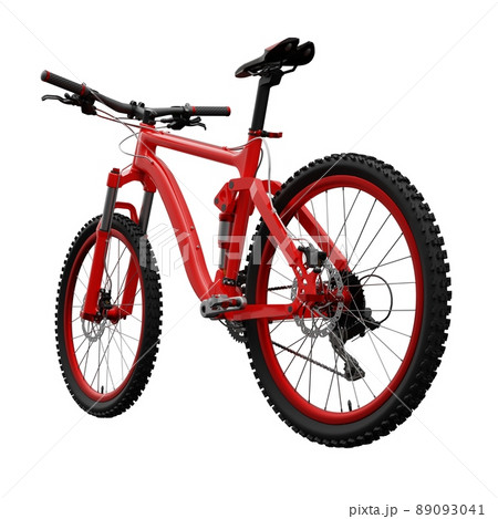 Red mountain bike on an isolated white background. 3d rendering. 89093041