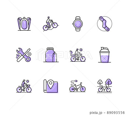 Cycling and travel - modern line design style icons set Cycling and travel - modern line design style icons set 89093556