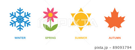 four seasons winter spring summer fall icon set 89093794