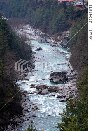 Bridge Over River in Valley 89094651