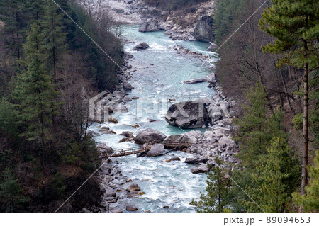 Bridge Over River in Valley 89094653