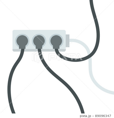Many outlets to plug with wires. load on system. Cartoon flat illustration. Household appliance at home. High voltage and current. Electrical socket Many outlets to plug with wires. load on system. Cartoon flat illustration. Household appliance at home. High voltage and current. Electrical socket 89096347