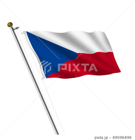 Czech Republic Flagpole 3d illustration on white with clipping path 89096896
