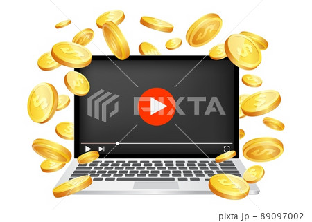 Video monetization vector concept for web banner, website page Video monetization vector concept for web banner, website page 89097002