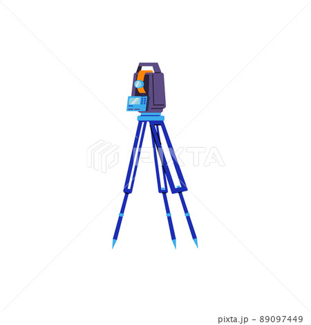 Theodolite or tacheometer device for geodesy, flat vector illustration isolated. 89097449