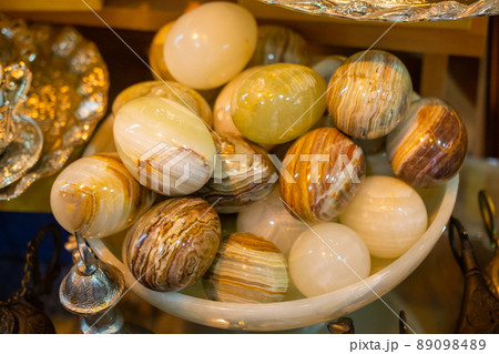 Bright Colorful marble stones in egg shape Bright Colorful marble stones in egg shape 89098489