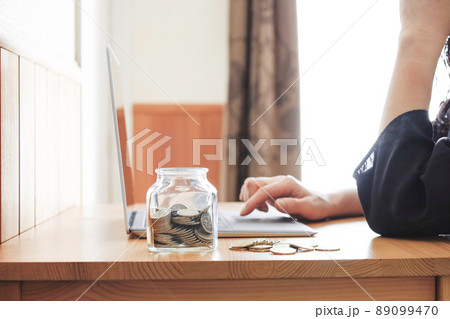 PCでお金のことを調べる女性 89099470