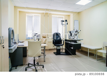 interior of a modern ophthalmological office in an optics store or clinic.  89100698