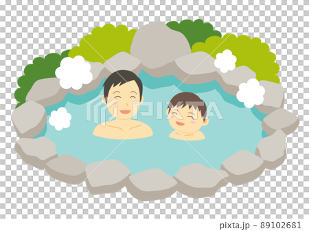 Hot spring illustration_parent and child 2 89102681