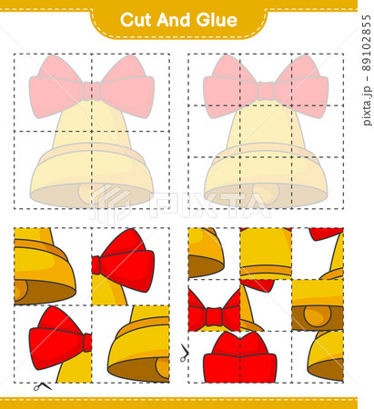 Cut and glue, cut parts of Christmas Bell and glue them. Educational children game, printable worksheet, vector illustration 89102855