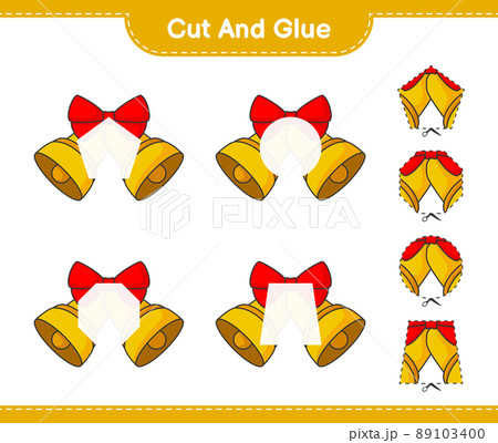 Cut and glue, cut parts of Christmas Bell and glue them. Educational children game, printable worksheet, vector illustration Cut and glue, cut parts of Christmas Bell and glue them. Educational children game, printable worksheet, vector illustration 89103400