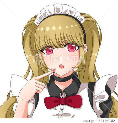 メイドっ娘 アニメ塗りアイコンのイラスト素材